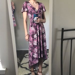 Pink and Purple Floral High-Low Dress